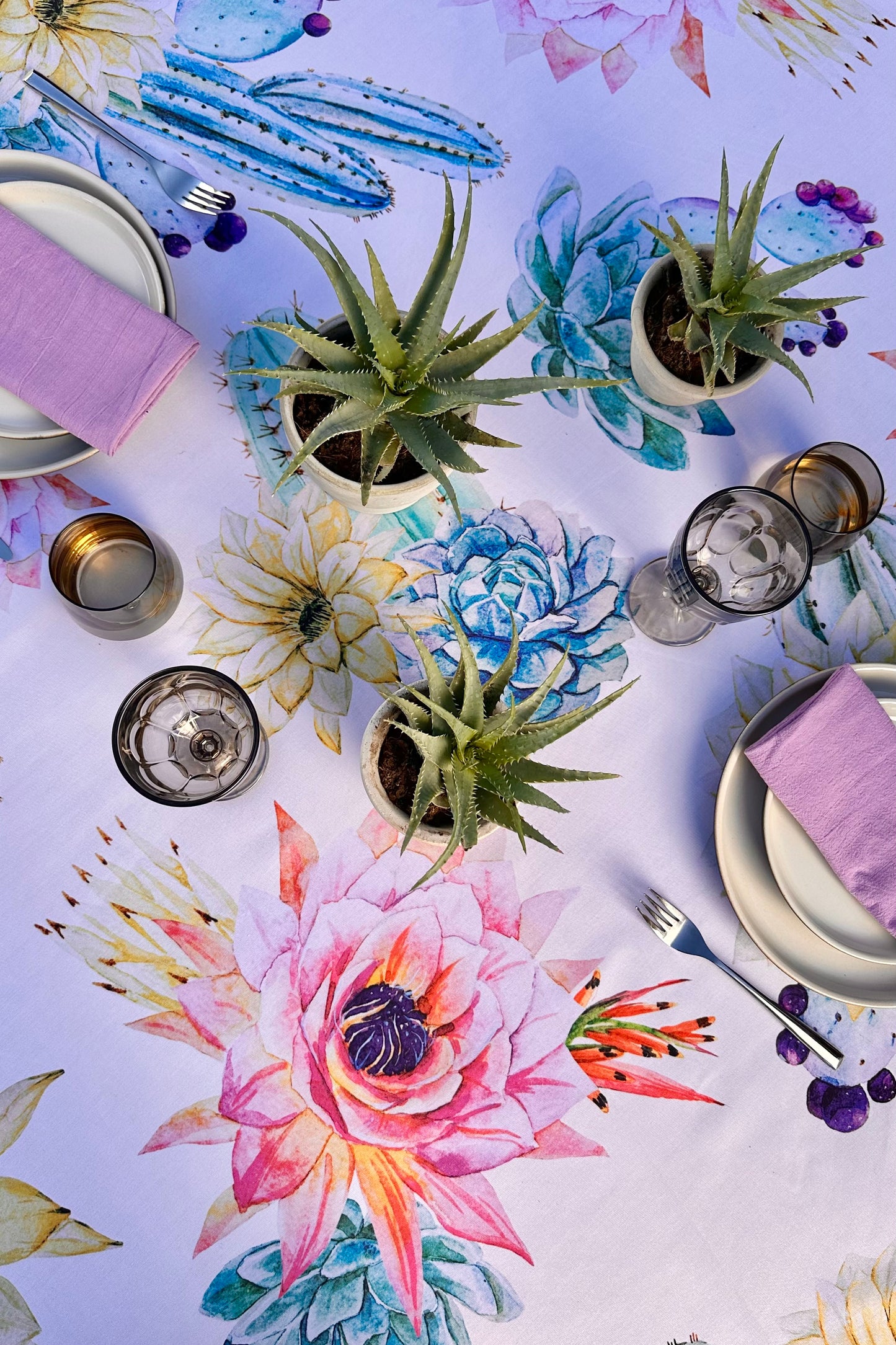 Mantel “jardín flores desérticas”